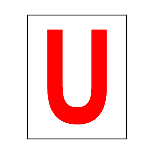 Letter U Sticker Red | Safety-Label.co.uk