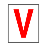 Letter V Sticker Red | Safety-Label.co.uk