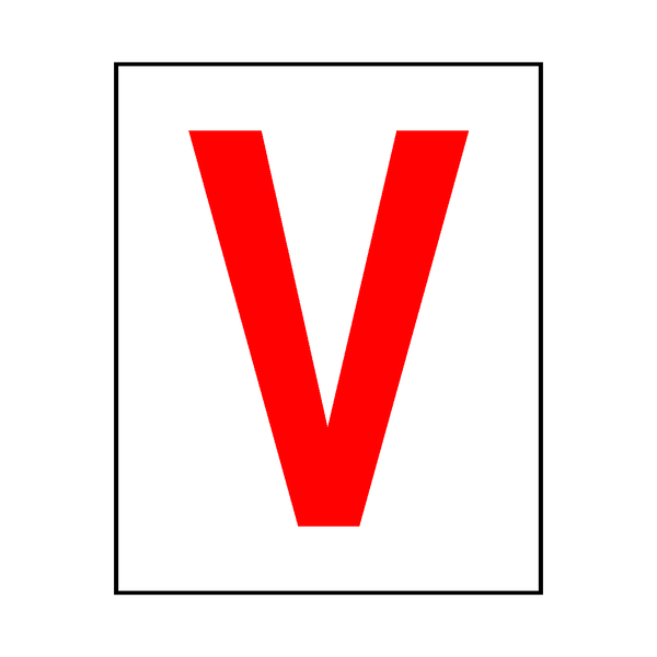 Letter V Sticker Red | Safety-Label.co.uk