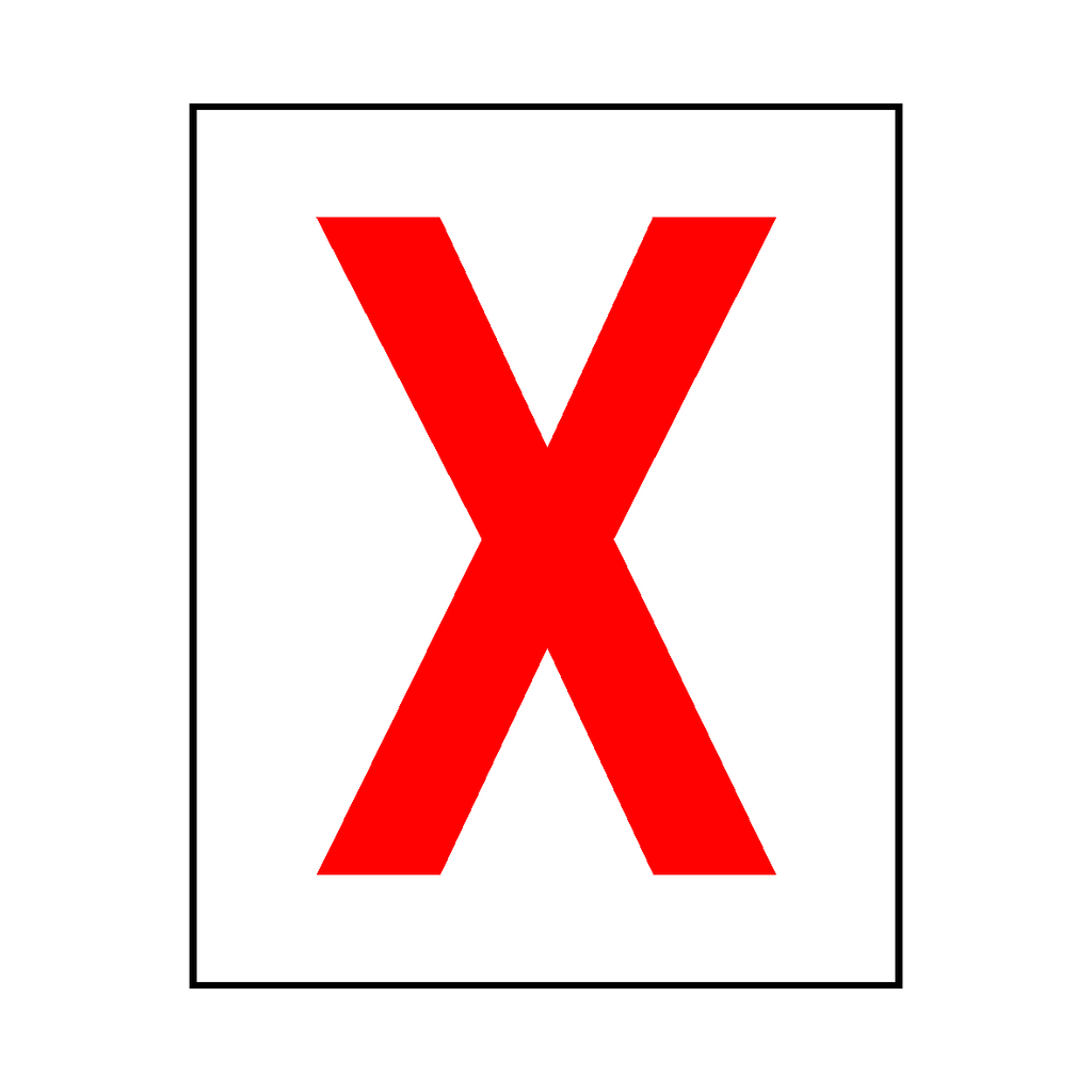 Letter X Sticker Red | Safety-Label.co.uk