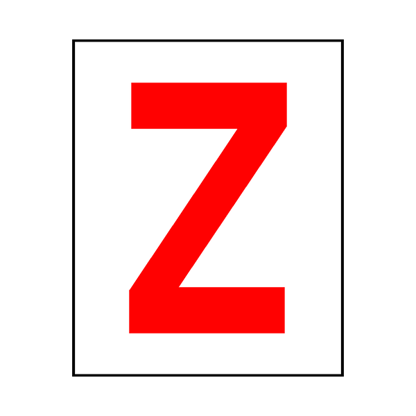 Letter Z Sticker Red | Safety-Label.co.uk