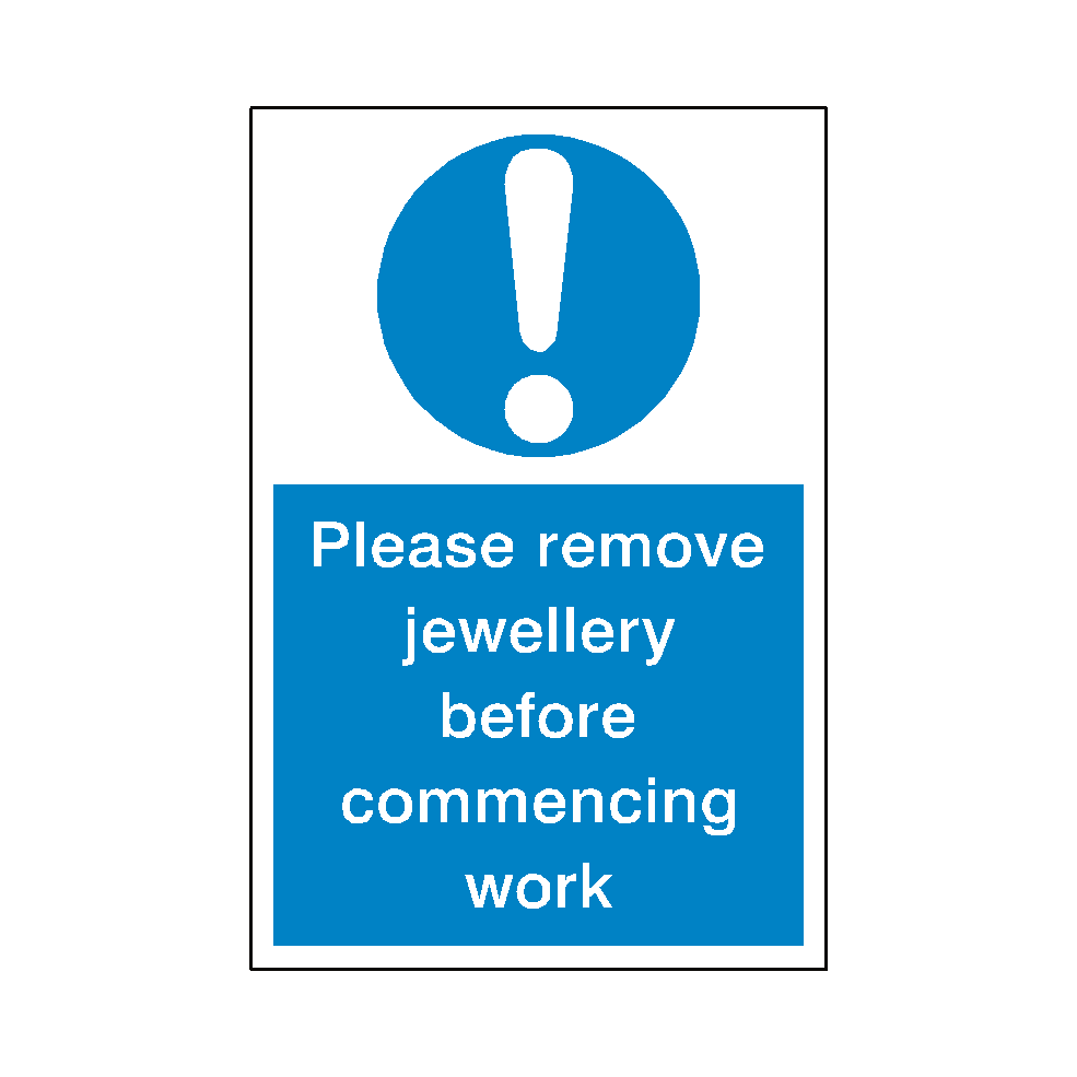 Remove Jewellery Sticker | Safety-Label.co.uk
