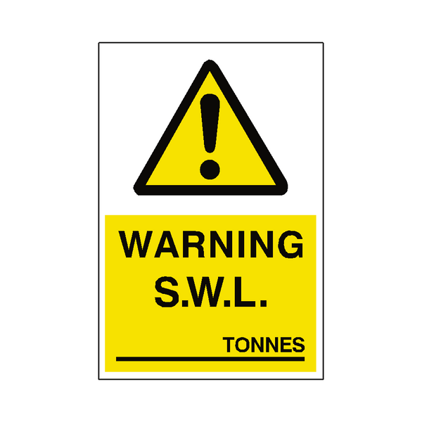 Safe Working Load Sticker Tonnes | Safety-Label.co.uk