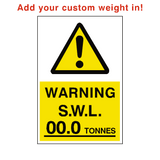Safe Working Load Sticker Tonnes Custom Weight | Safety-Label.co.uk