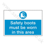 Safety Boots Must Be Worn Safety Sign | Safety-Label.co.uk