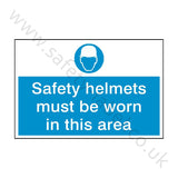 Safety Helmets Must Be Worn Safety Sign | Safety-Label.co.uk
