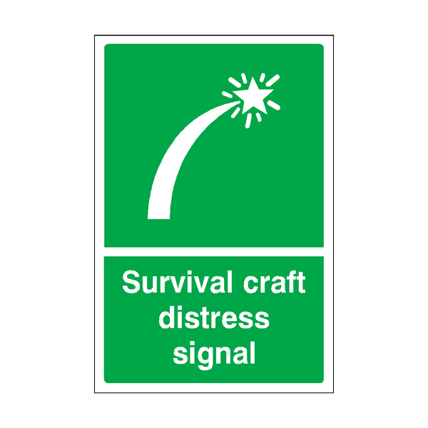 Survival Craft Distress Signal Sticker | Safety-Label.co.uk