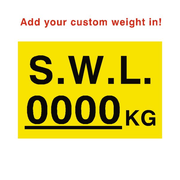 S.W.L Sticker Kg Yellow Custom Weight | Safety-Label.co.uk