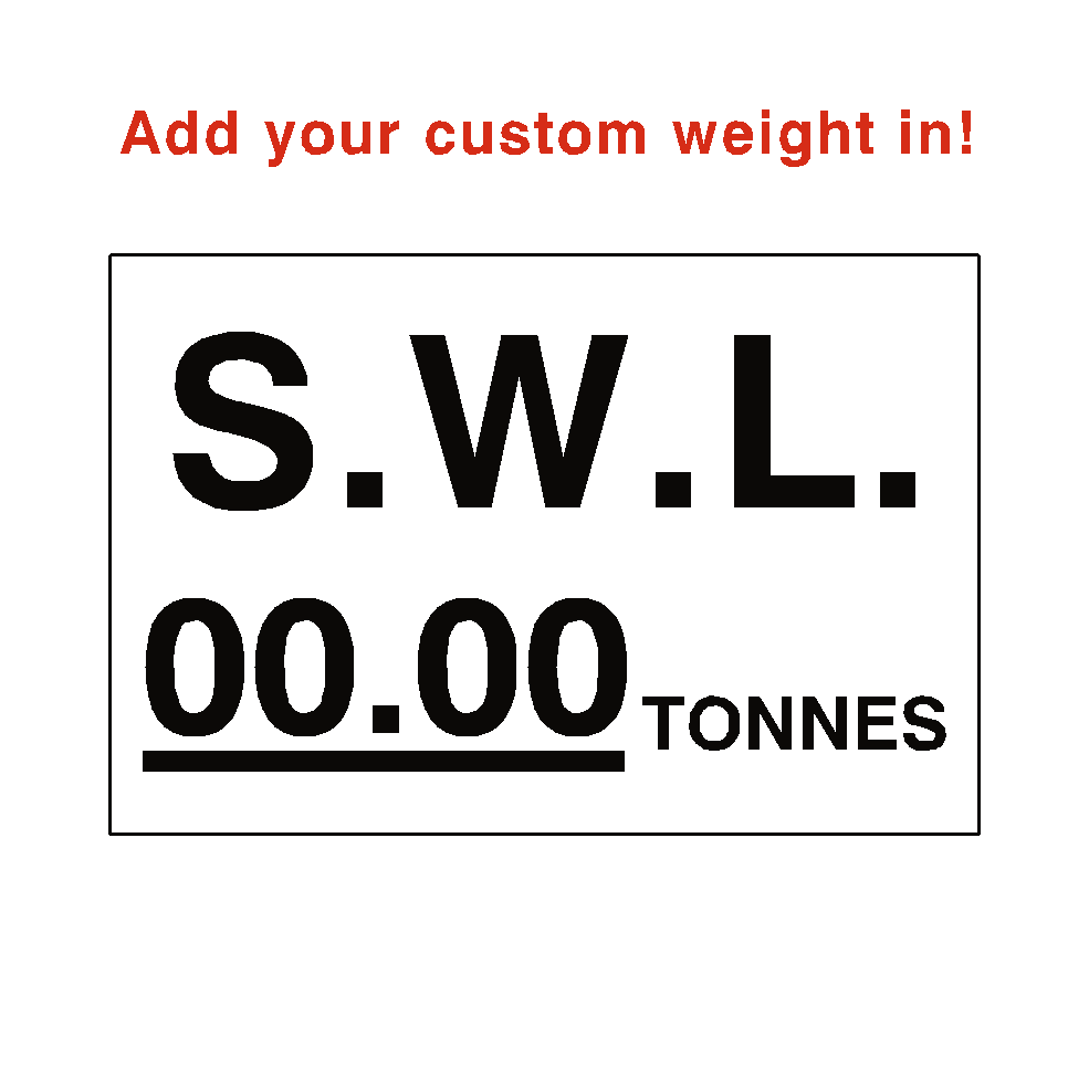 S.W.L Sticker Tonnes White Custom Weight | Safety-Label.co.uk