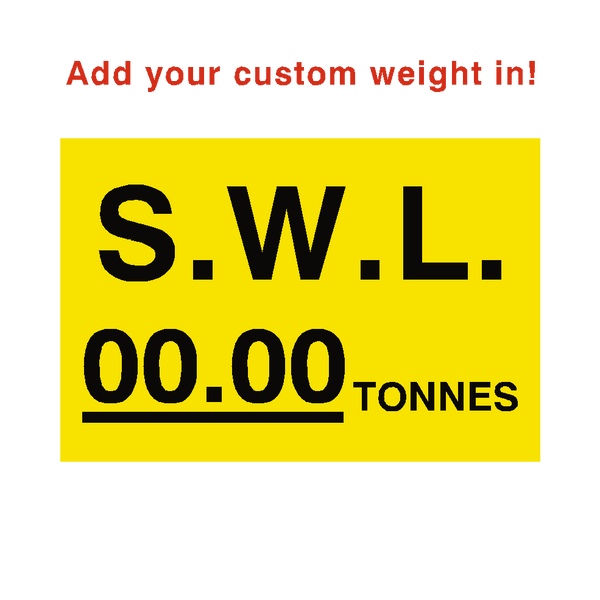 S.W.L Sticker Tonnes Yellow Custom Weight | Safety-Label.co.uk