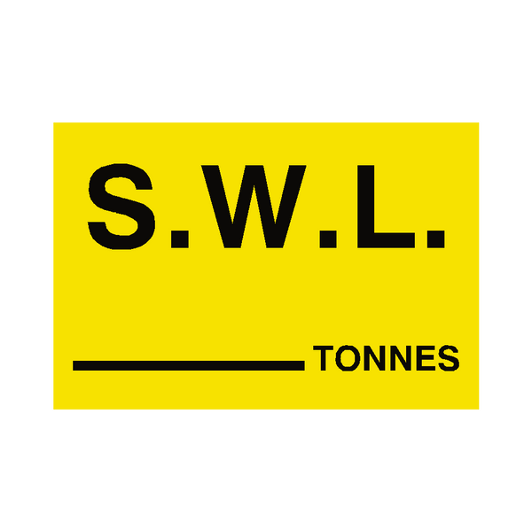 S.W.L Sticker Tonnes Yellow | Safety-Label.co.uk