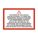 Trespassing Passenger Vehicle Sticker | Safety-Label.co.uk