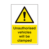 Vehicles Will Be Clamped Security Sign | Safety-Label.co.uk
