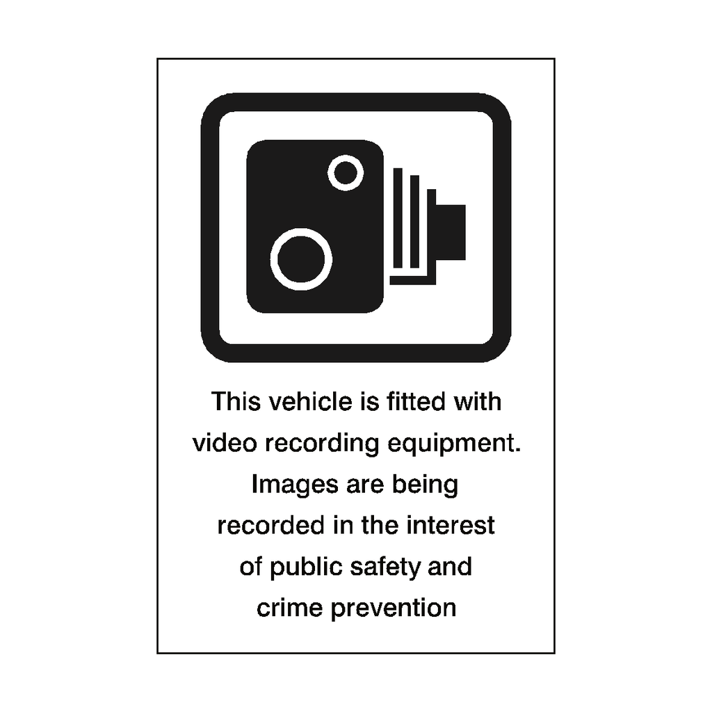 Vehicle Fitted With Recording Equipment Safety Sticker | Safety-Label.co.uk
