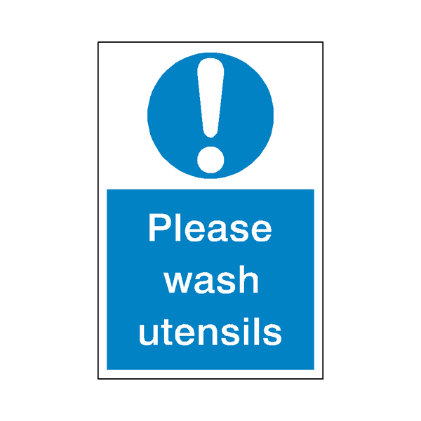 Wash Utensils Sticker | Safety-Label.co.uk