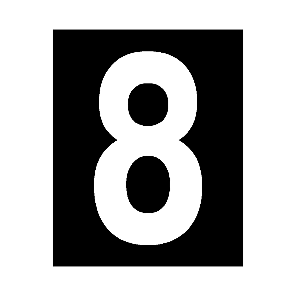 White Number 8 Sticker | Safety-Label.co.uk