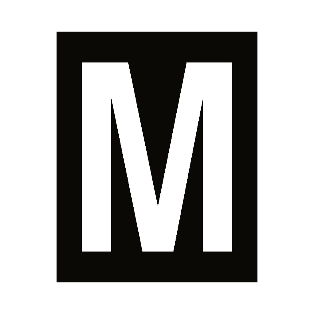 White Letter M Sticker | Safety-Label.co.uk