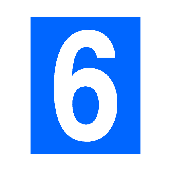Blue Number 6 Sticker | Safety-Label.co.uk