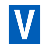 Blue Letter V Sticker | Safety-Label.co.uk