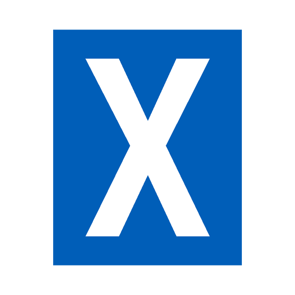 Blue Letter X Sticker | Safety-Label.co.uk