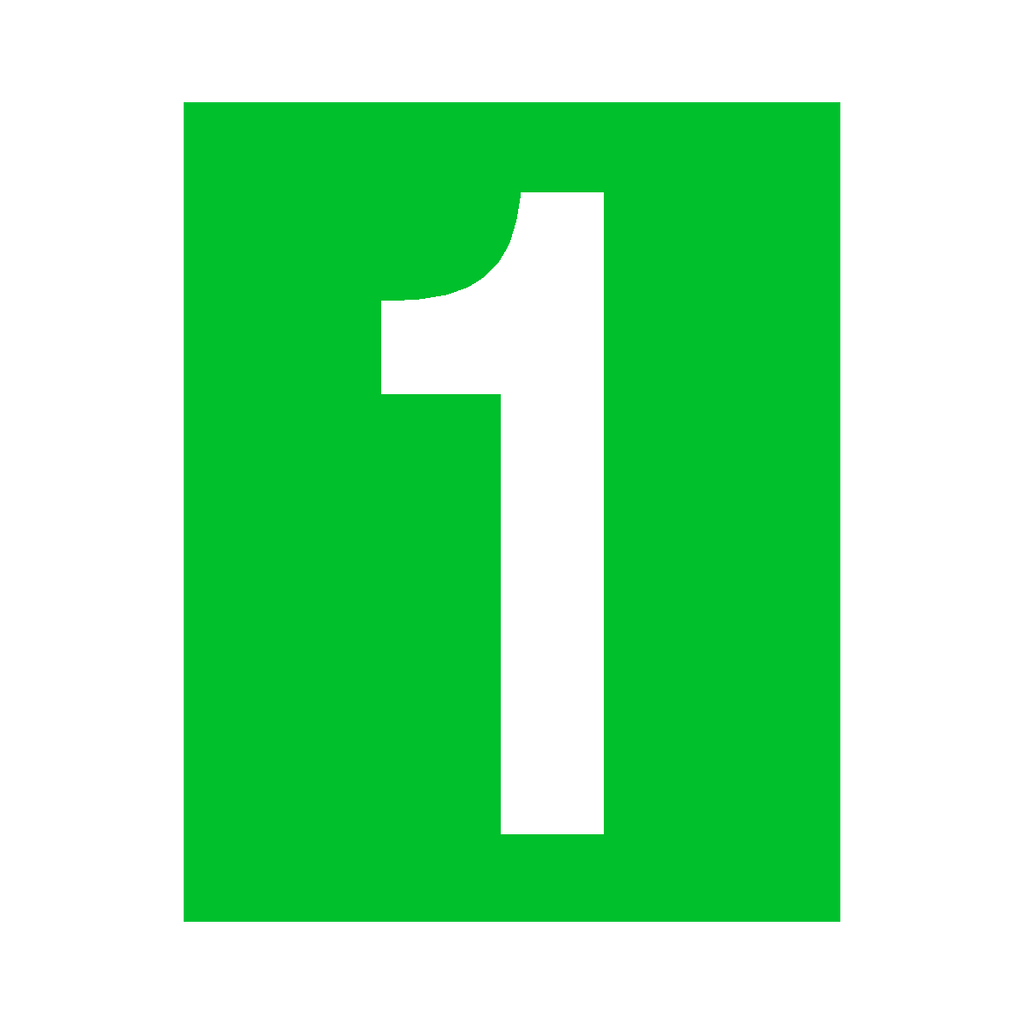 Standard Number Code Sticker Green Green Number 1 Sticker