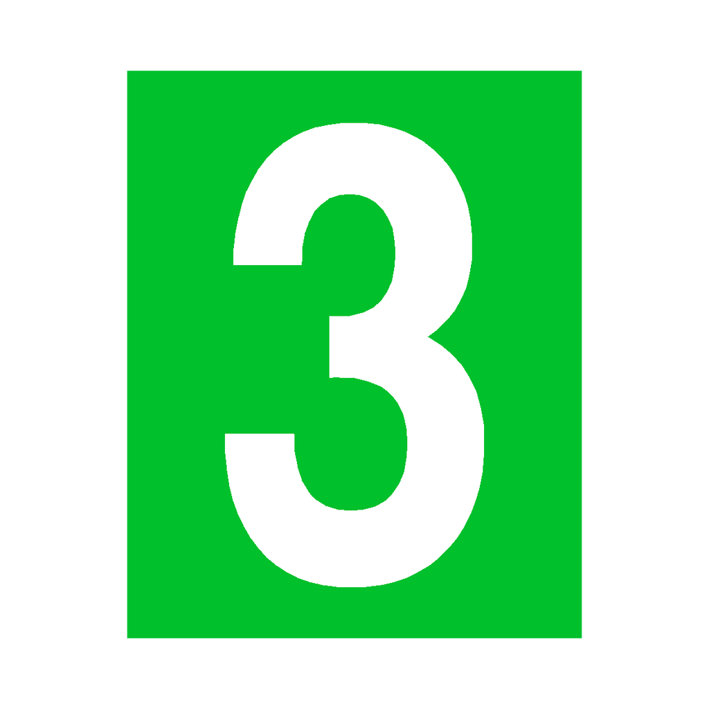 Sticker Number Three Green Number 3 Sticker