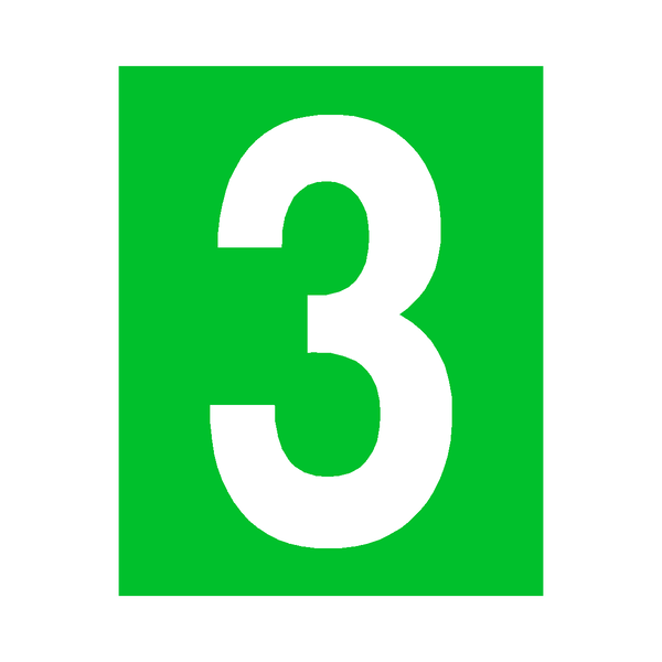 Green Number 3 Sticker | Safety-Label.co.uk