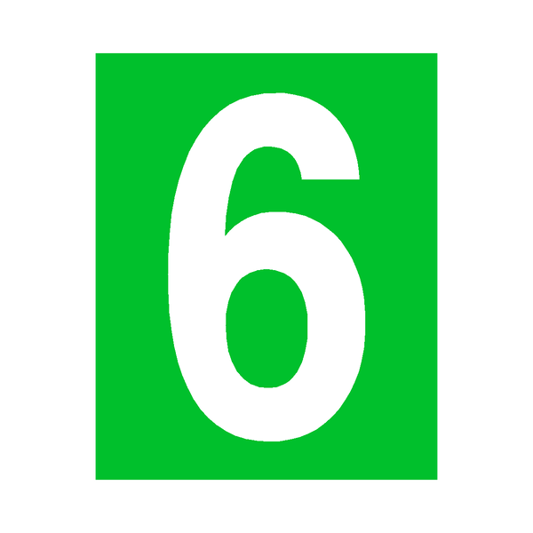 Green Number 6 Sticker | Safety-Label.co.uk