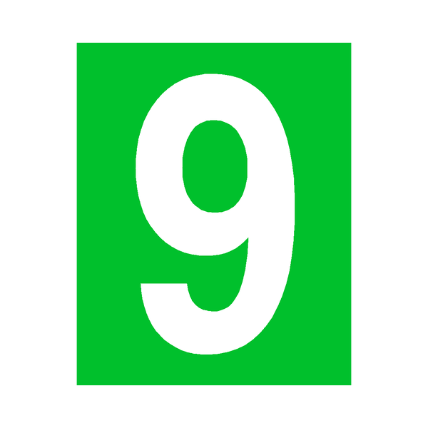 Green Number 9 Sticker | Safety-Label.co.uk