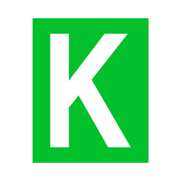 Green Letter K Sticker | Safety-Label.co.uk