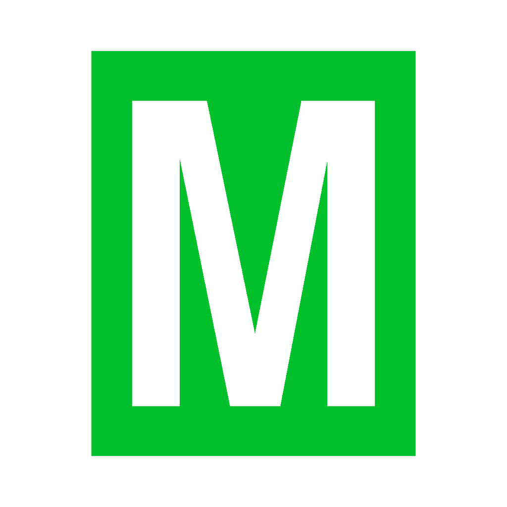 Green Letter M Sticker | Safety-Label.co.uk