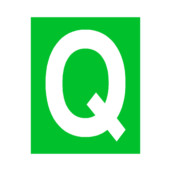 Green Letter Q Sticker | Safety-Label.co.uk