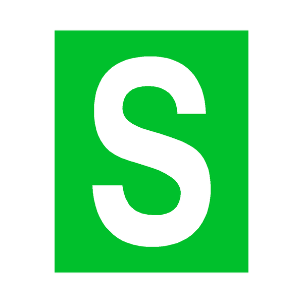 Green Letter S Sticker | Safety-Label.co.uk
