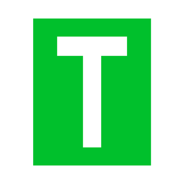 Green Letter T Sticker | Safety-Label.co.uk