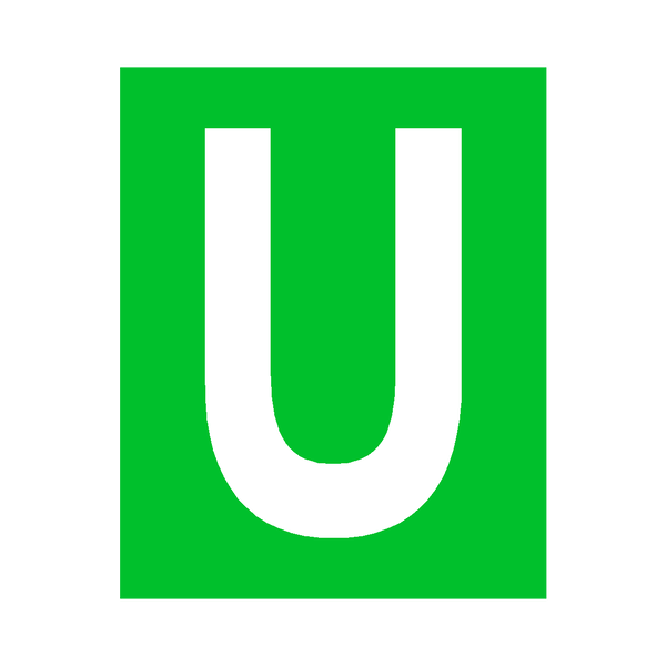 Green Letter U Sticker | Safety-Label.co.uk