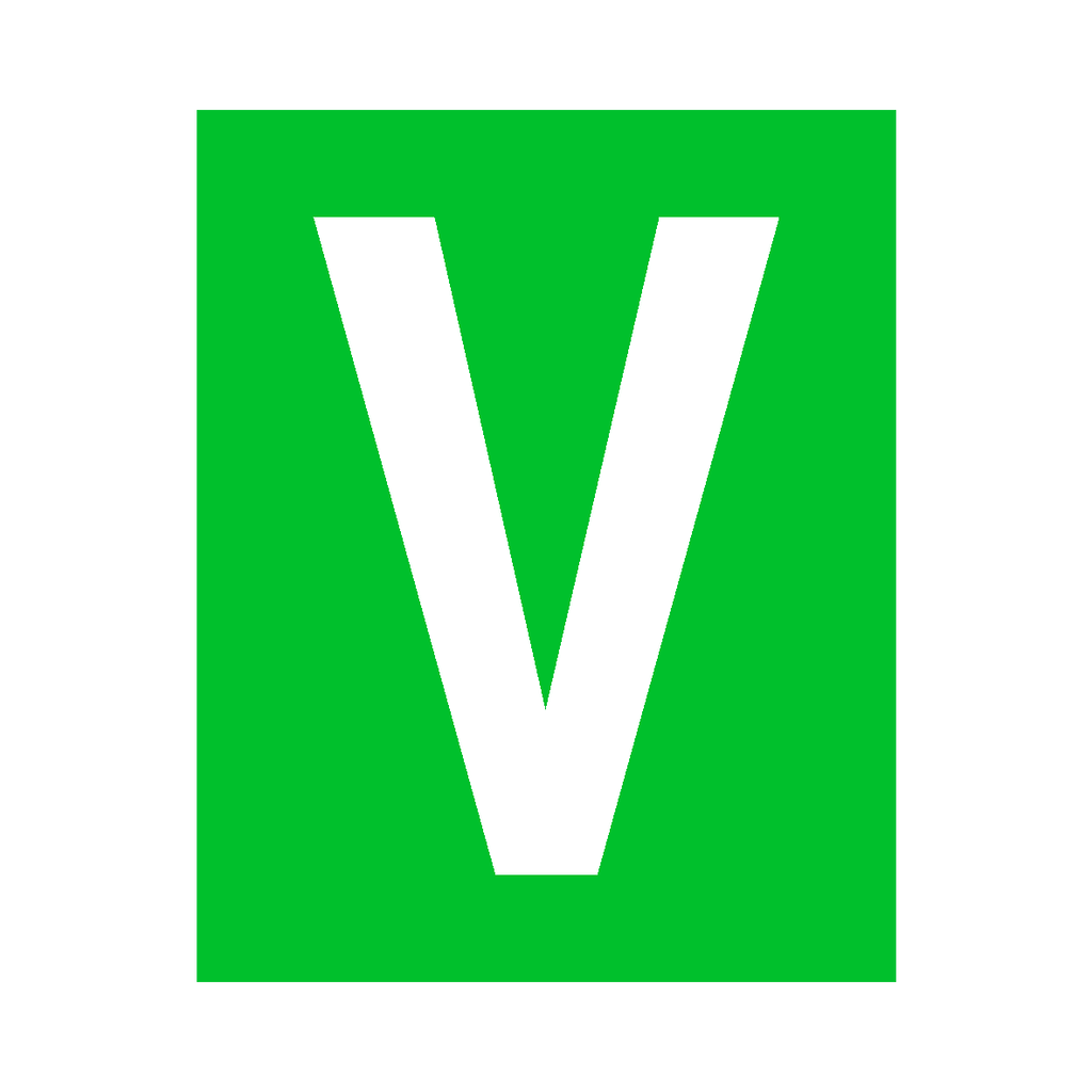 Green Letter V Sticker | Safety-Label.co.uk