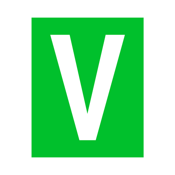 Green Letter V Sticker | Safety-Label.co.uk