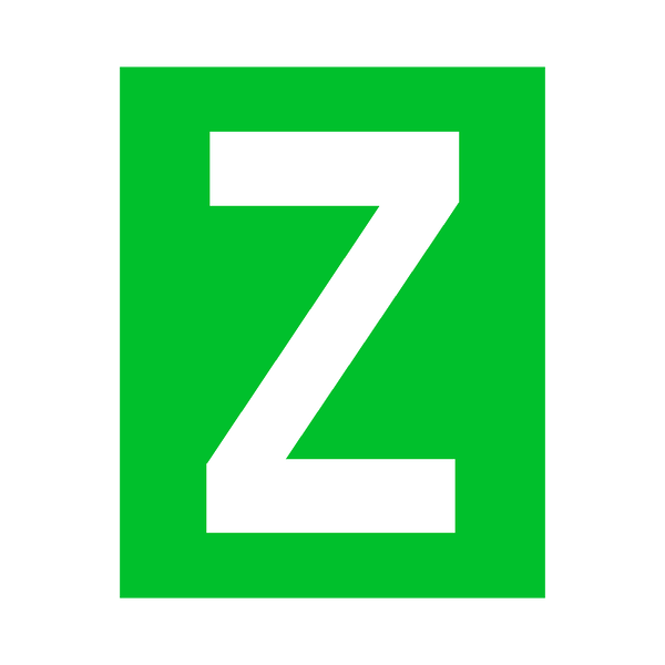 Green Letter Z Sticker | Safety-Label.co.uk