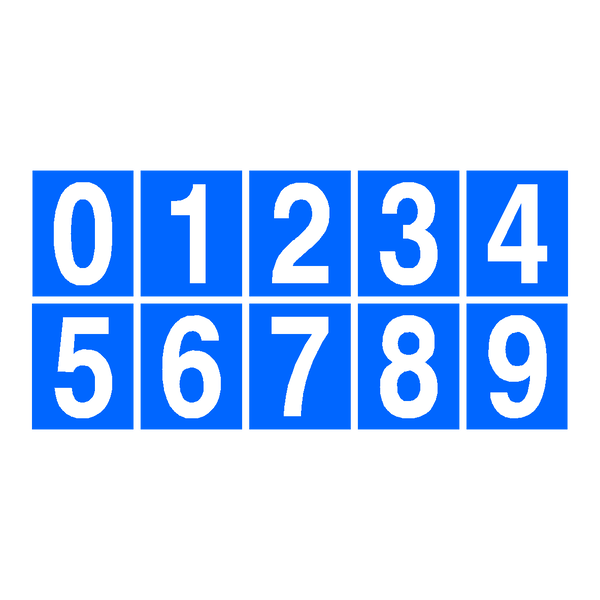 Blue Number Sticker Pack 0 to 9