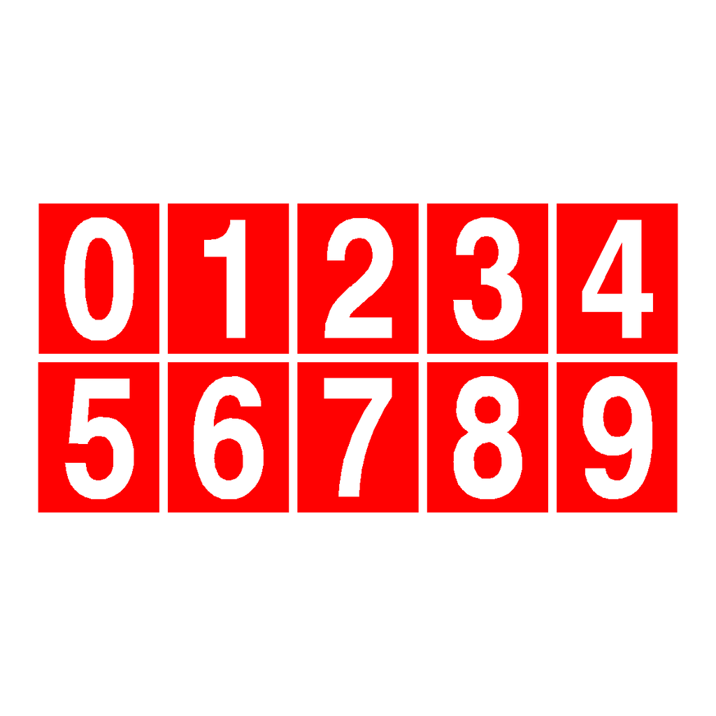 Red Number Labels Red Number Sticker Pack 0 to 9