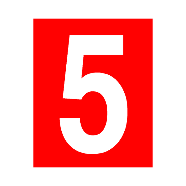 Red Number 5 Sticker