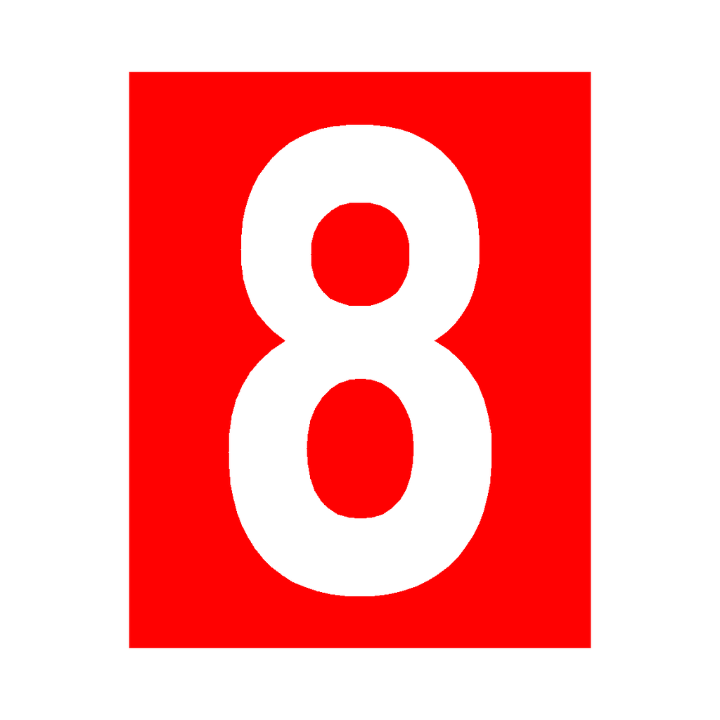 Check Number 8 Red Number 8 Sticker | Safety-Label.co.uk