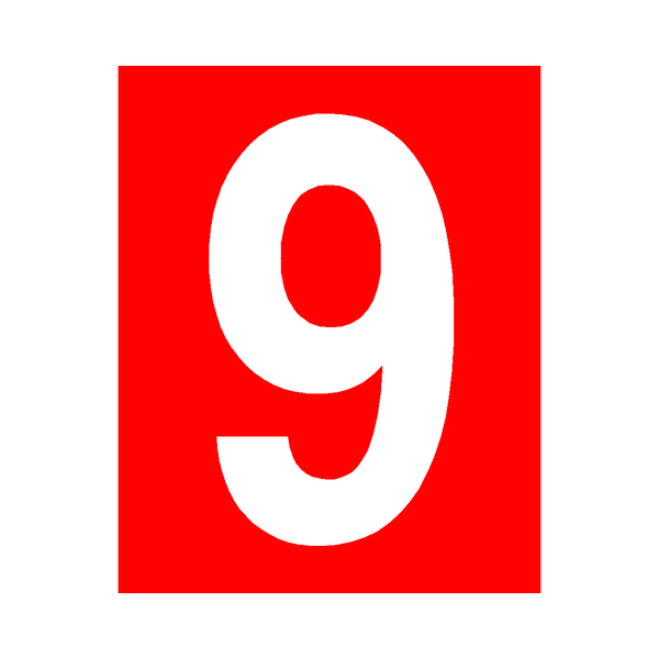 Red Number 9 Sticker | Safety-Label.co.uk