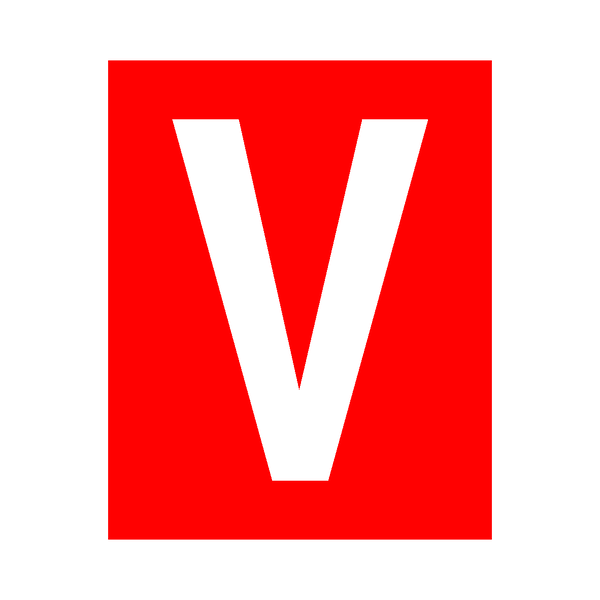 Red Letter V Sticker | Safety-Label.co.uk