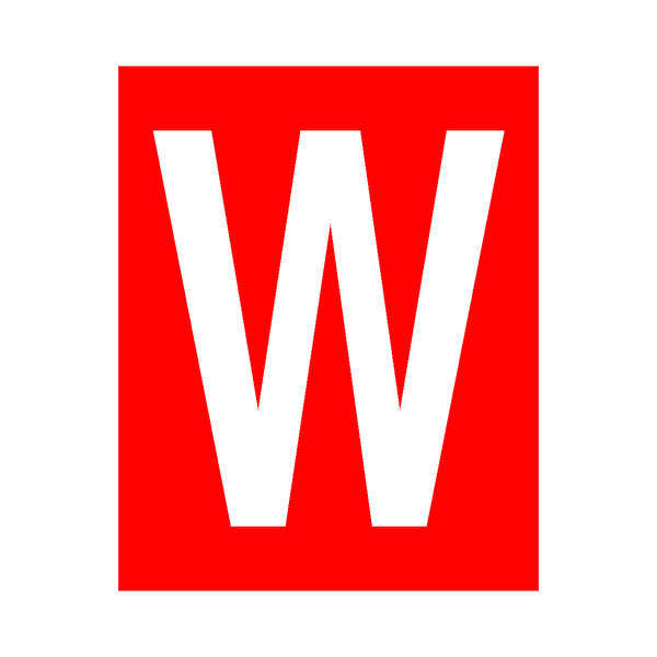 Red Letter W Sticker | Safety-Label.co.uk