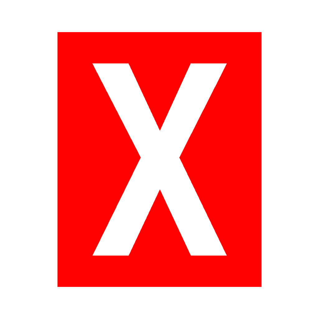 X Sticker Text Red Letter X Sticker | Safety-Label.co.uk